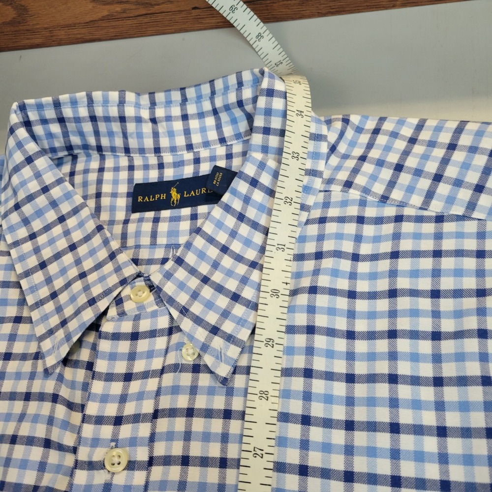 Ralph Lauren Mens 3XB Blue White Gingham Check Button Down Shirt Big & Tall - Picture 6 of 7